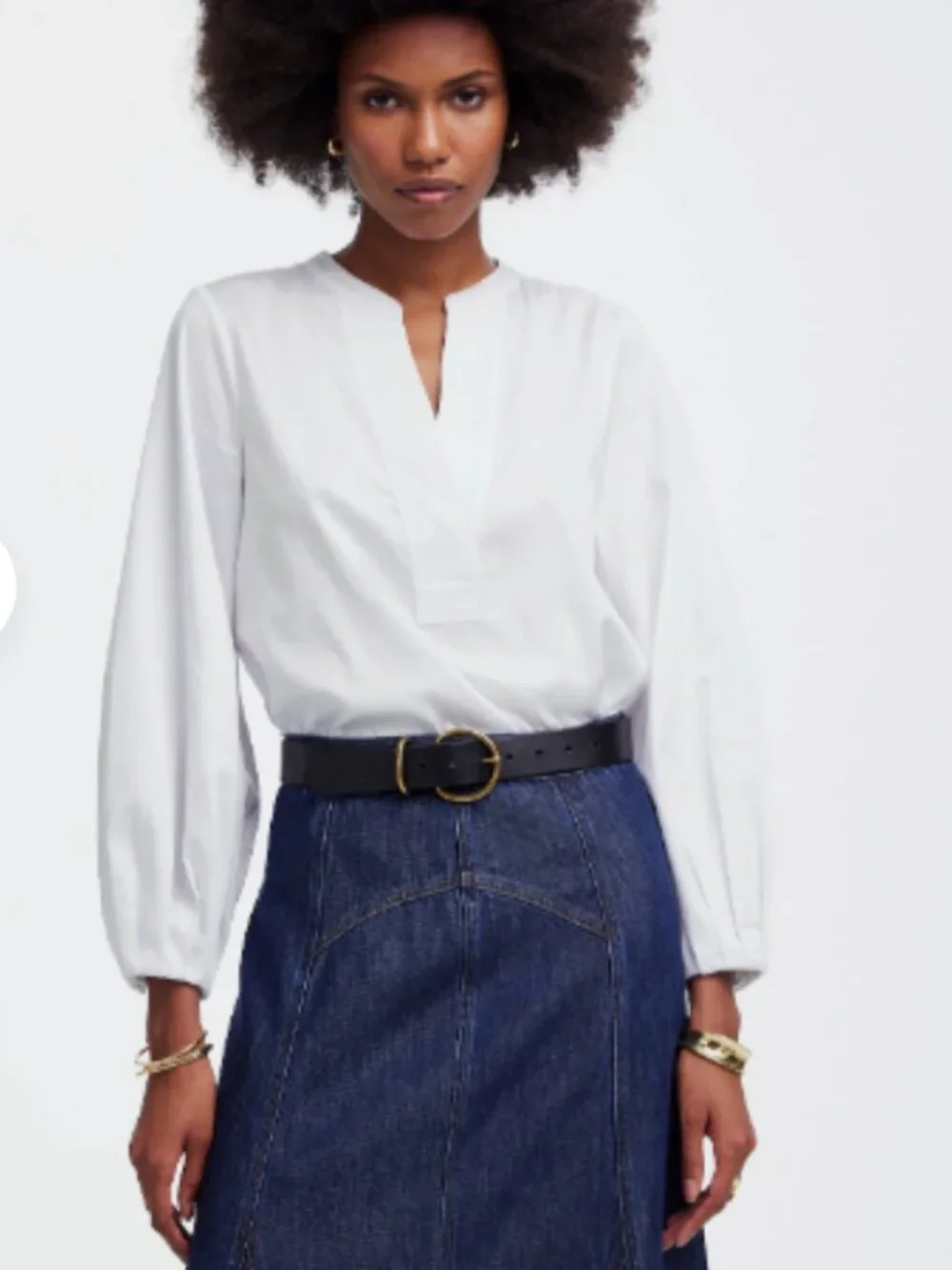 Madewell White Cotton Poplin Shirt - size Medium